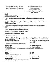 Đề kiểm tra học kì II Sinh học 6 - Năm học 2015-2016 - Trường THCS Võ Thị Sáu